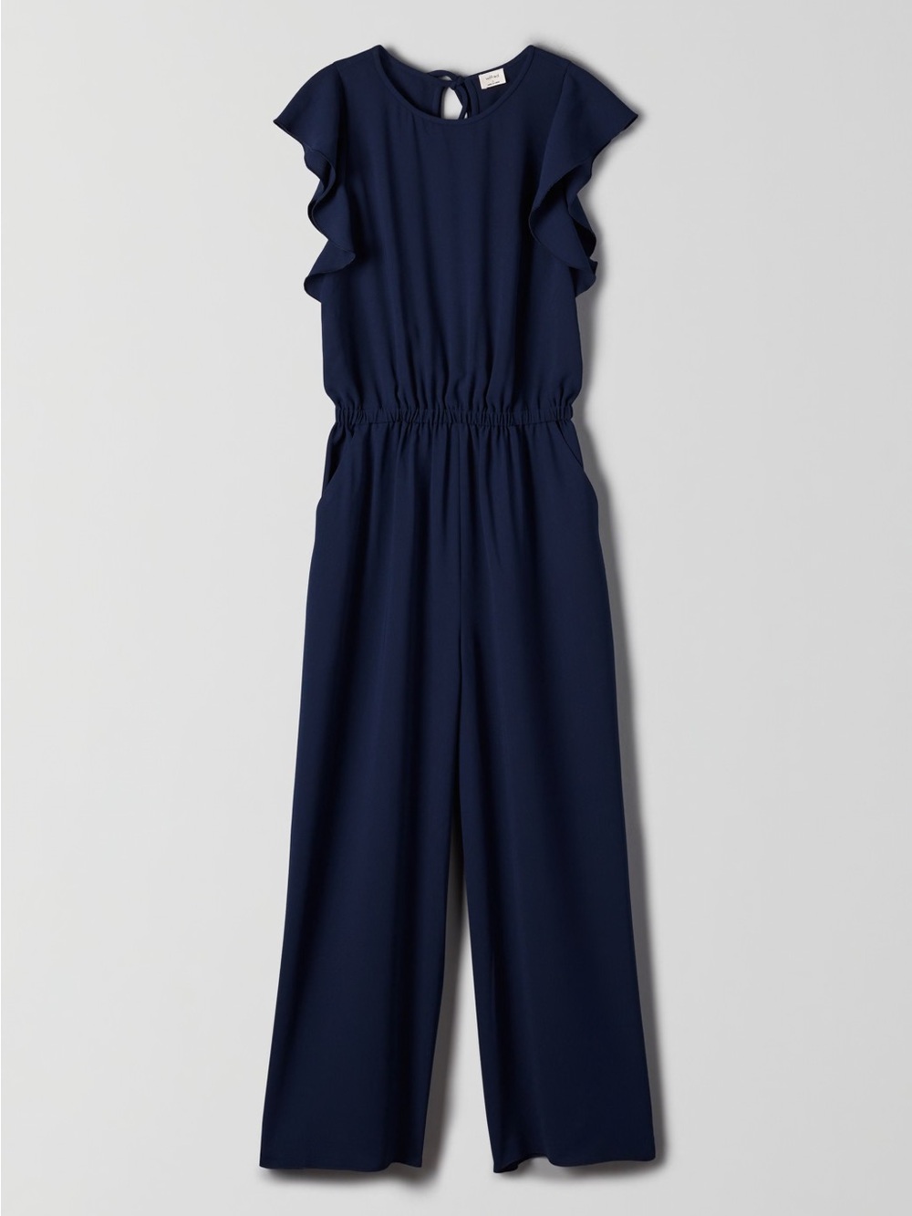 Fleuretra Wilfred Jumpsuit - Navy Ruffle Sleeve, Wide-Leg